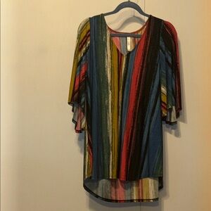 Scarlett Red and Blue Asymmetrical Blouse